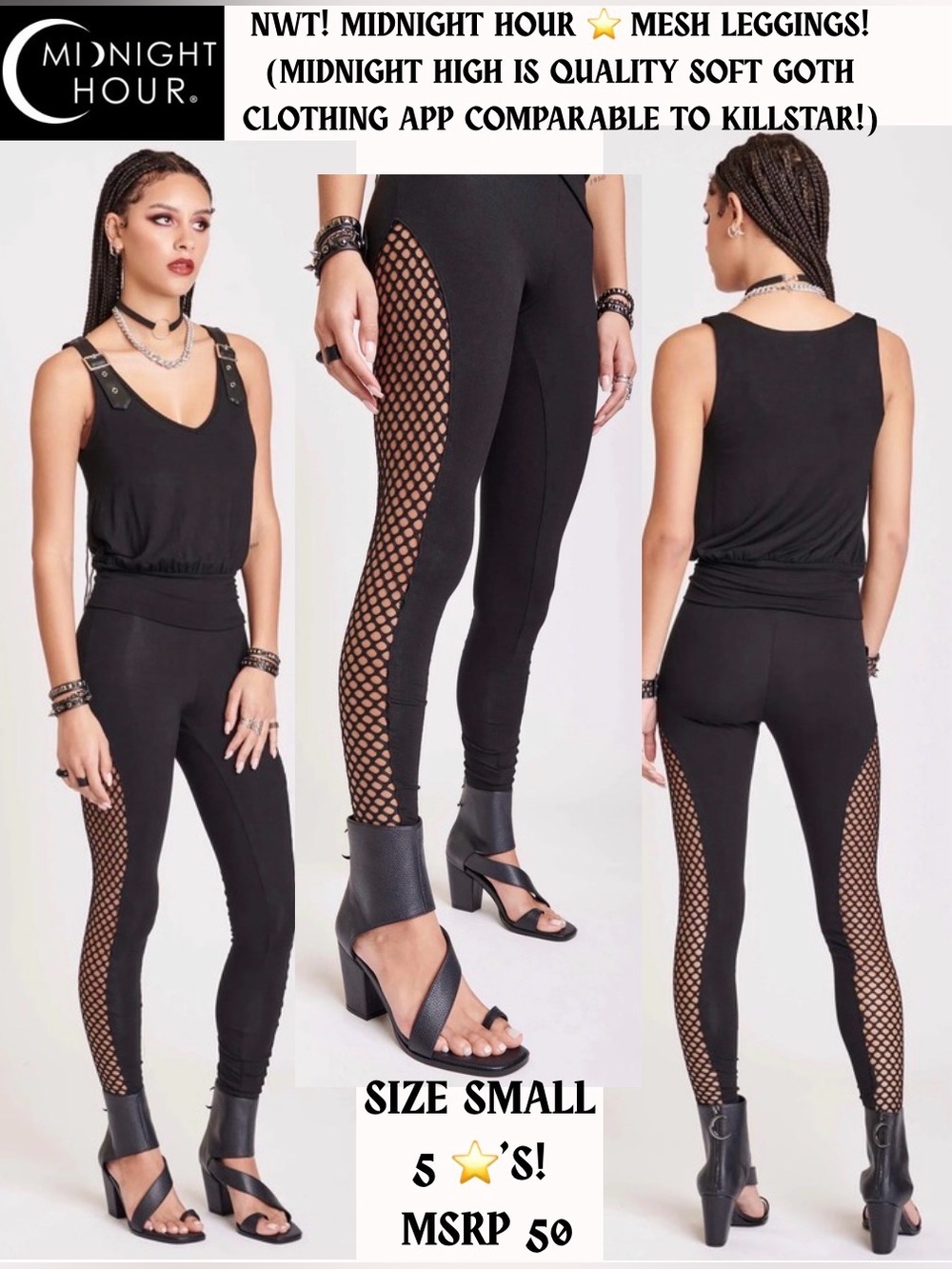 NWT MIDNIGHT HOUR FISHNET MESH LEGGINGS! HIGH QUALITY SITE! 5⭐️ REVIEWS! SZ S!